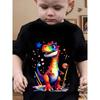 European Sizes Boys' Cartoon Colorful Dinosaur T-Shirt, Spring/Summer Casual O-Neck Short Sleeve Top, Cool Fashion Streetwear for Toddlers and Kids