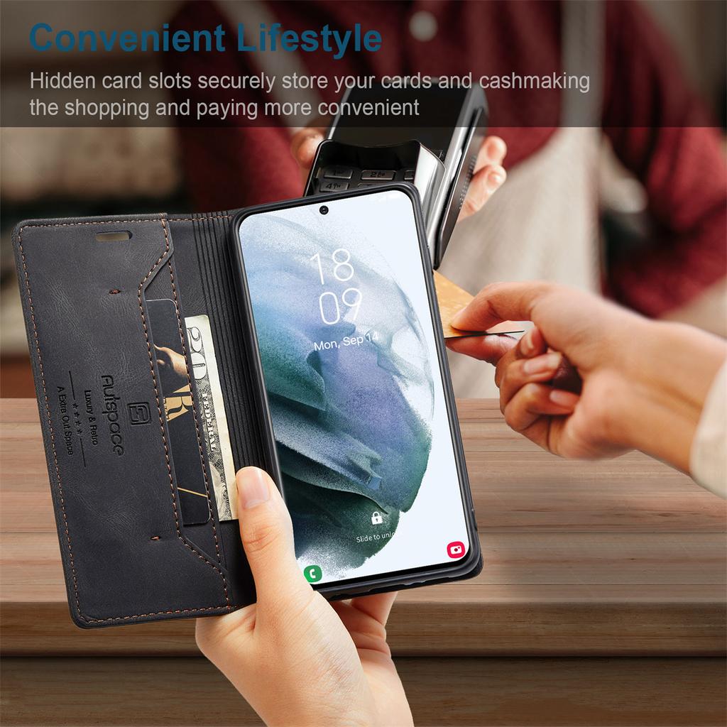 Premium Vintage Leather Wallet Case for Samsung Galaxy S21+ / S21 Plus - Flip Cover with Card Slots, Shockproof Retro Style (4 Colors)