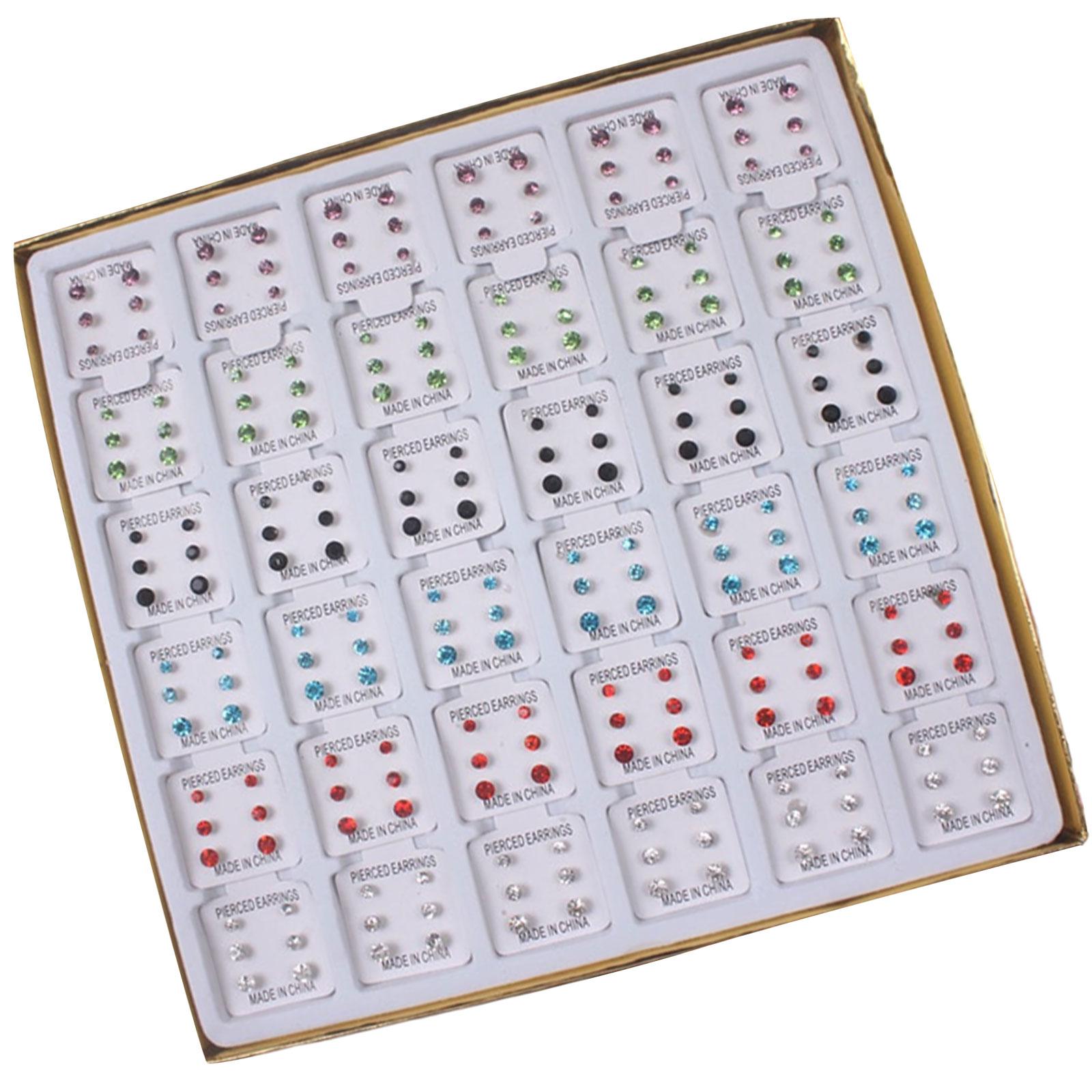 

108 пар гипоаллергенных серег-пусетов, модные украшения для ушей, простые серьги-пусеты с кристальной текстурой для различных случаев A