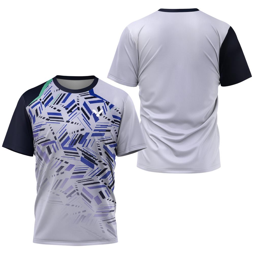 Summer T-shirt Quick-dry Short-sleeve T-shirt Top with Geometric Pattern Splicing Badminton T-shirt Brand Men's Wear