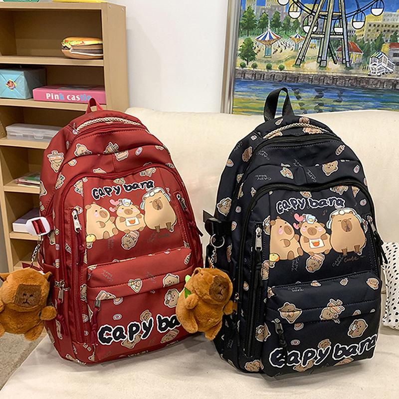 Cute Capybara Backpack Cartooon Large Capacity Backpack For Girls Boys Student Teenager Children's Primary Schoolbags