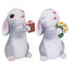 Solar Powered Rabbit Statue Lamp Resin Small Rabbit Ornaments Hold Mushroom/Flowers Mini Rabbit Sculpture Garden Landscape Decor