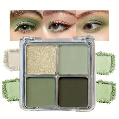 Palette Fard à Paupières Vert Aqua Tulle Imperméable et Résistant à la Sueur - 4 Nuances Mattes et Pailletées Vertes pour un Maquillage de Fête Glamour