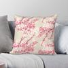 Elegant Pink Cherry Blossom Square Pillowcase Polyester Linen Velvet Printed Zip Decorative Throw Pillow Car Cushion Cover 45X45