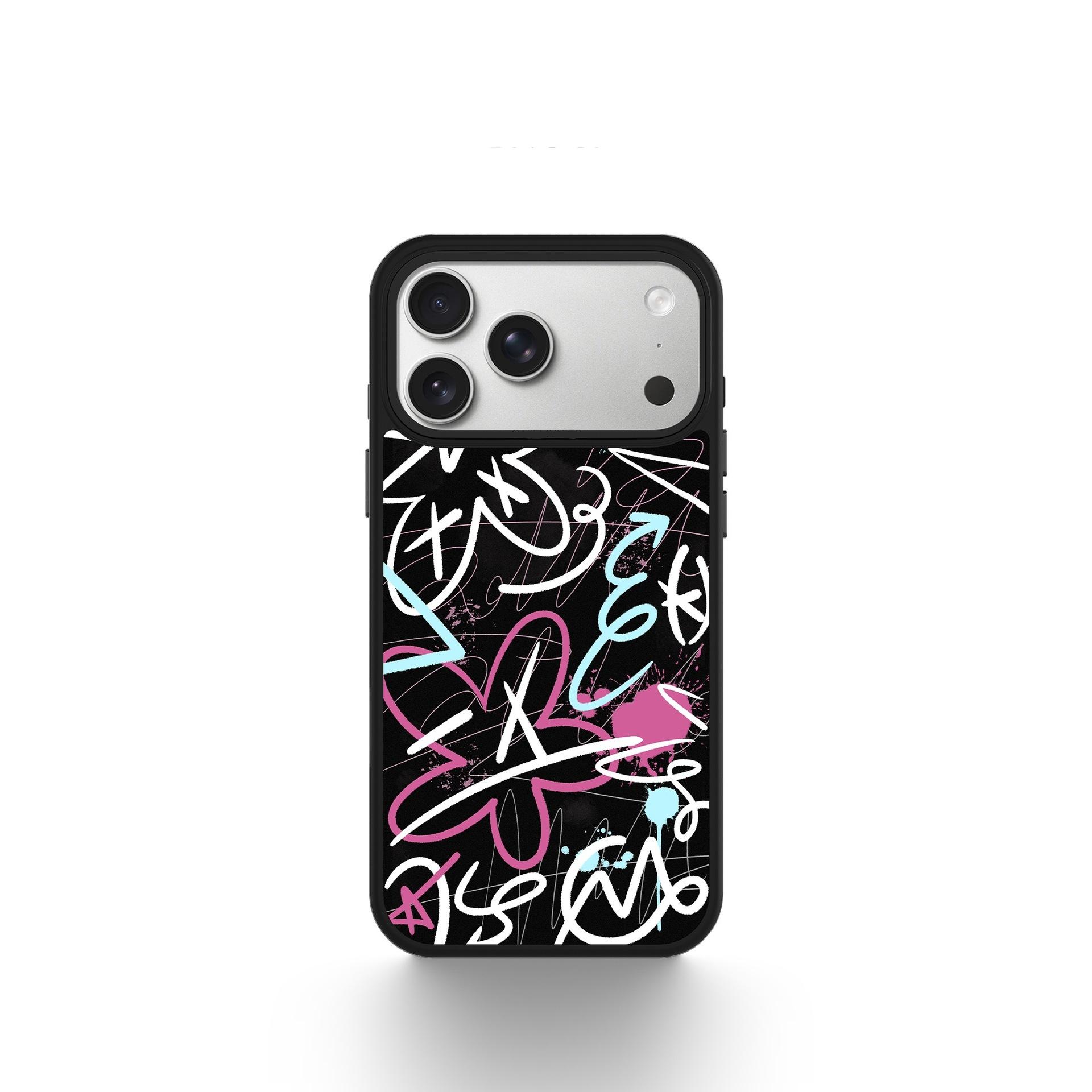 

Line Graffiti for New for Apple 17 Phone Case for IPhone 15 Personality 14 ProMax Mirror Cute Cartoon For Apple 11