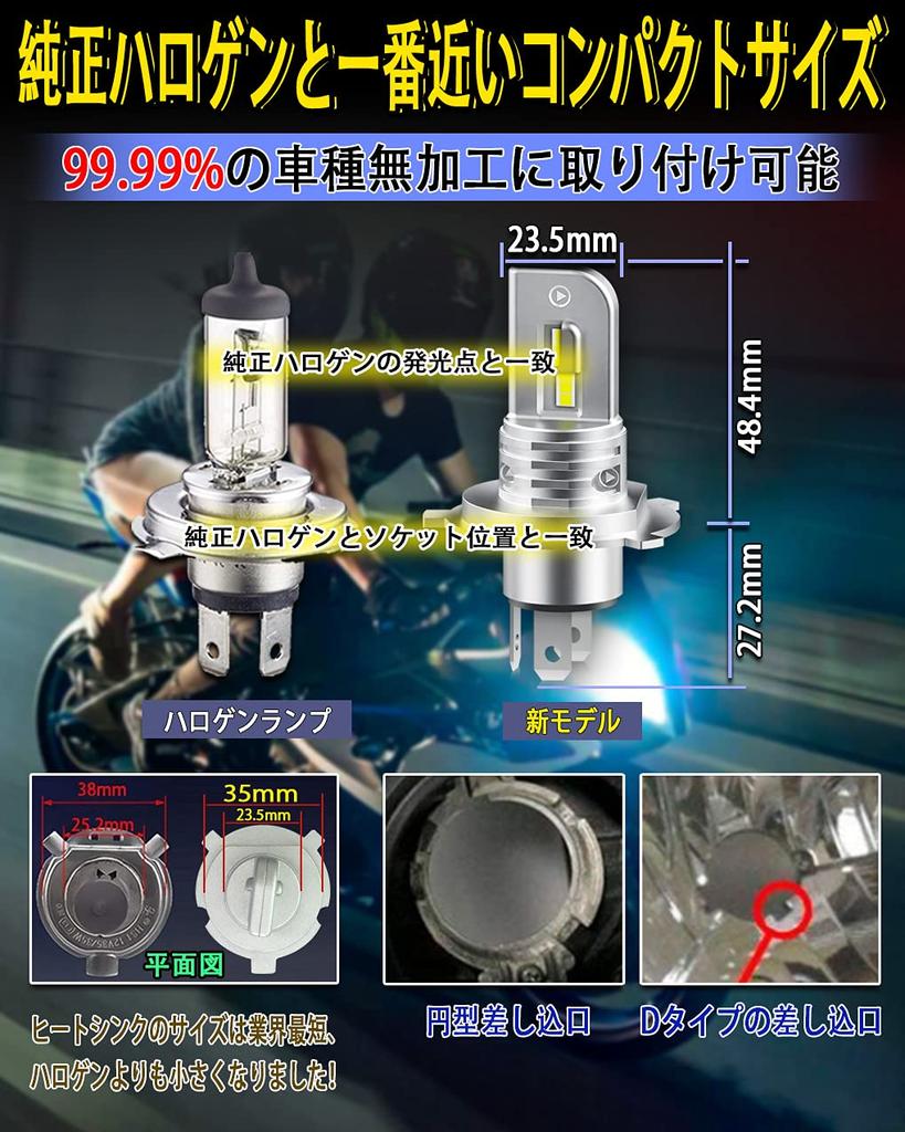 Feison LED Motorcycle Bulb H4 H19 HS1 White 6500K 30W Fanless Vehicle Inspection