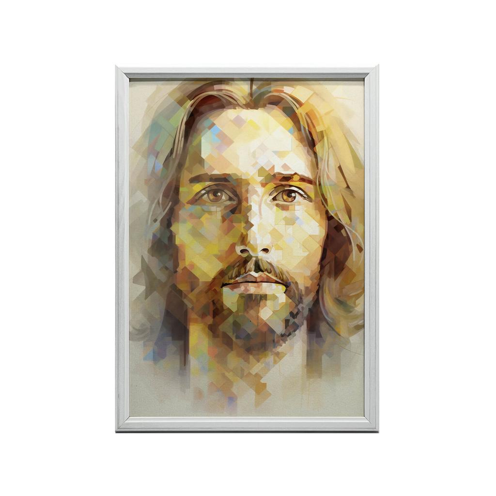 Nowoczesne Oblicze Jezusa Nowoczesne Oblicze Jezusa, 30X40 Cm, Rama Drewniana Ciemny Brąz, Papier Matowy 230 Gsm