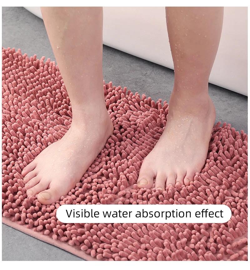 1 PCS Bathroom Rug Mat Non Slip Quick Dry Bath Mats Extra Thick and Super Absorbent Bath Rugs Microfiber Chenille Shower Carpet