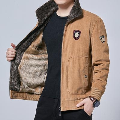 Winter Corduroy Cotton Coat Men's Jacket New Casual Thickened Middle-aged Men's Jacket Plus Velvet Cotton Coat