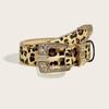 PU Leopard Print Belt Vintage Suede Waistband Gothic Carved Buckle Belt  Streewear