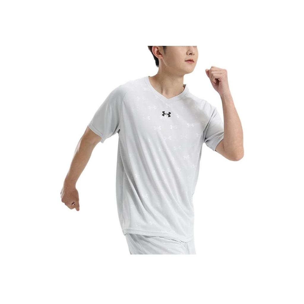 Under Armour Loose Fit V-Neck Short Sleeve T-Shirt Unisex Tops Light-Gray 21500531-009
