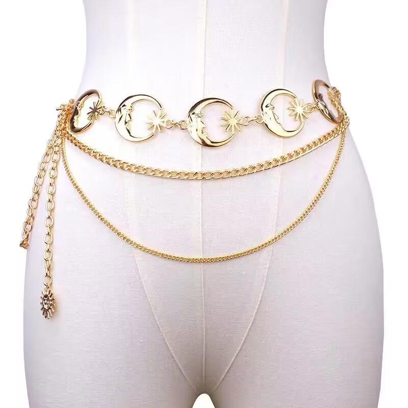 Trendy Metal Smiley Face Sunflower Pendant Waist Chain