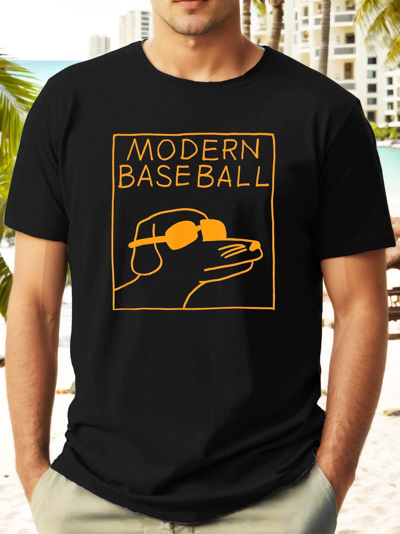 

Modern Baseball Graphic T-shirt - Casual Summer Short Sleeve Top with Vintage Baseball Design S