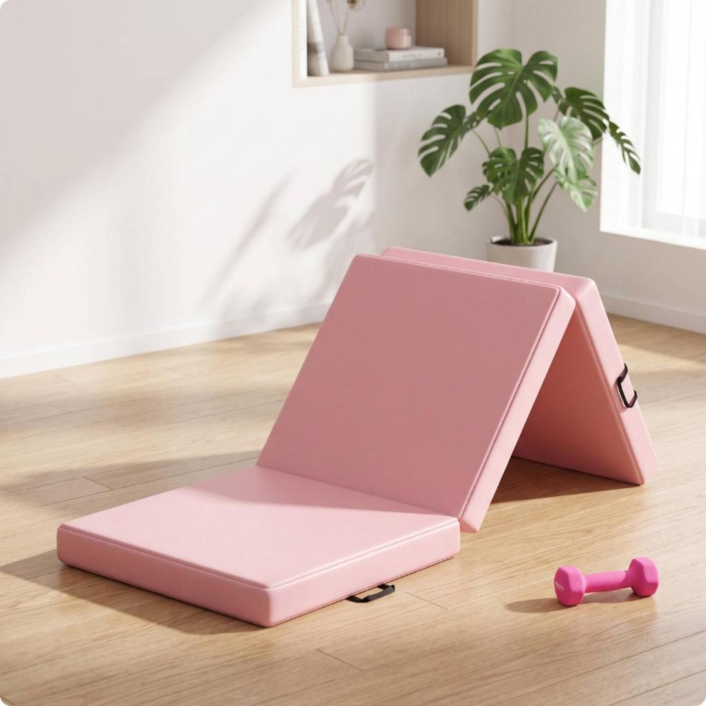 ThreeFold Exercise Mat Foldable Folding Easy to Clean for Gymnasts, Yogis, Home Gym,