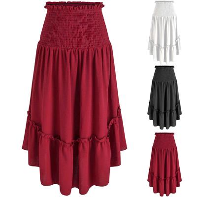 Women's Retro Skirt Ruffle Waist Retro Women's Skirt Loose Skirt