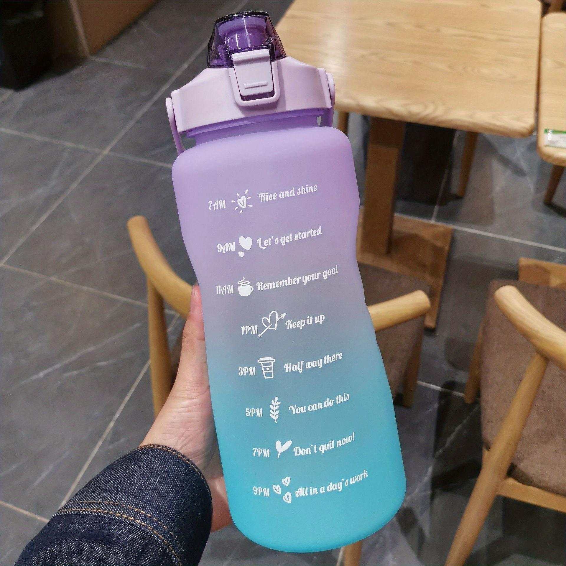 Water Bottle Liter Stay Hydrated Motivated Leakproof Plastic Sport Bottle Reminder Times Sports Outdoor Fitness Office 2.0L