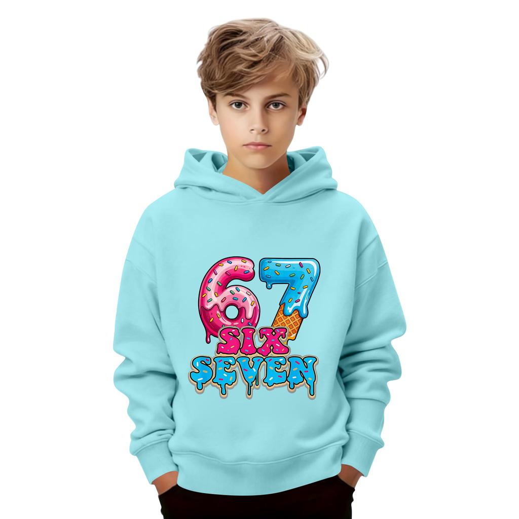 Çocuk Uzun Kollu Bol Kesim Baskılı İpli Kapüşonlu Sweatshirt