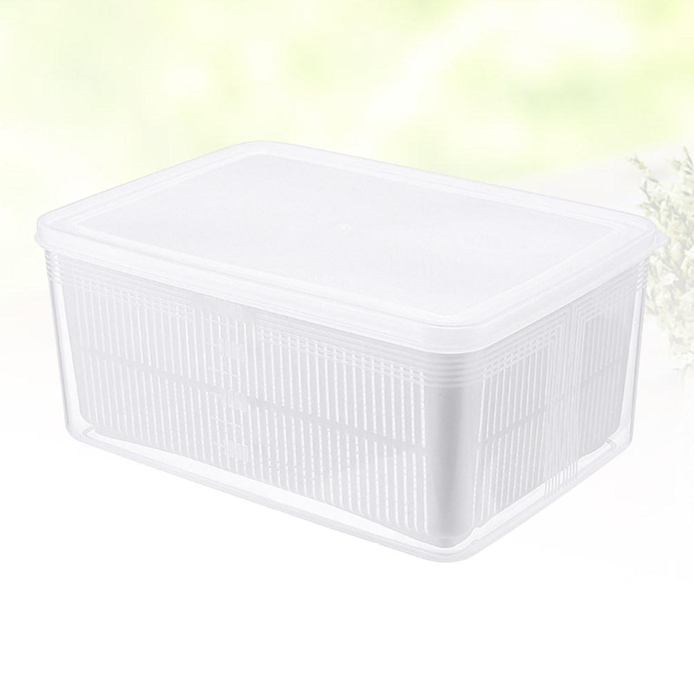Kitchen Refrigerator Crisper Food Preservation Box 1.5L White Sealed Storage Container Transparent Drain Board Fruit Vegetable