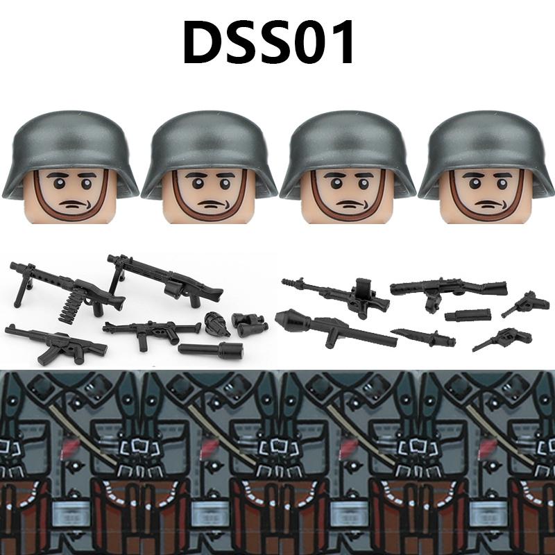 WW2 German STG44 MP40 PZB39 98K Figures Building Blocks Army Soldiers Infantry M35 Helmet Military Weapons Bricks Toys Kids