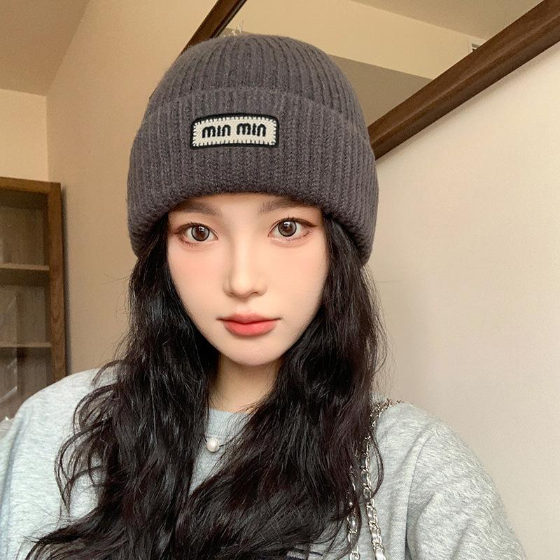 Spring and Autumn Outdoor Warm Ear Protection Versatile Face Small Wool Knitted Hat Women
