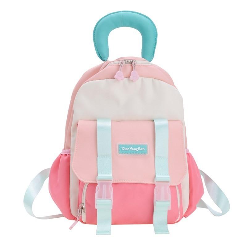 Cute Color-block Backpack For Boys And Girls Breathable Nylon School Bag