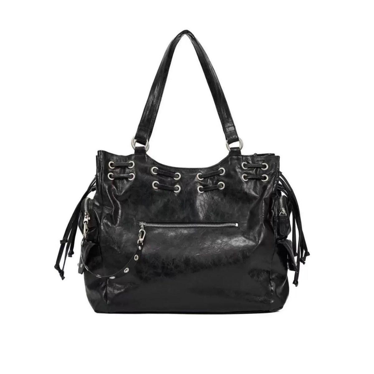 

Весенне-летняя нишевая сумка-тоут большой вместимости на кулиске, сумка для поездок на работу, большая наплечная сумка с заклепками в стиле локомотива