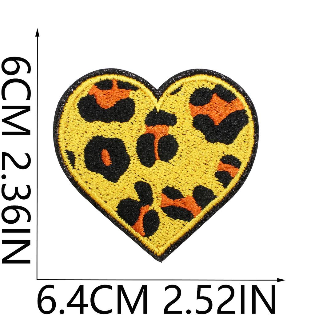 Leopard Print Embroidery Cloth Sticker Grit Leather Five-Pointed Star Patch Sticker Bag With Color Pattern Computer Embroidery Label
