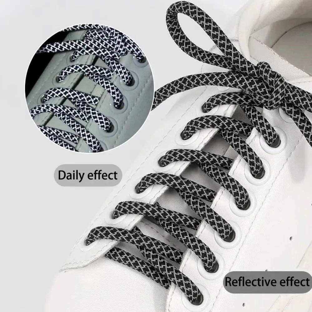 1 Paar 100CM/140CM Reflektierende Sneaker-Schnürsenkel Rund Bunt Schuhbänder Ersatz Polyester Schuhseil Schuhzubehör