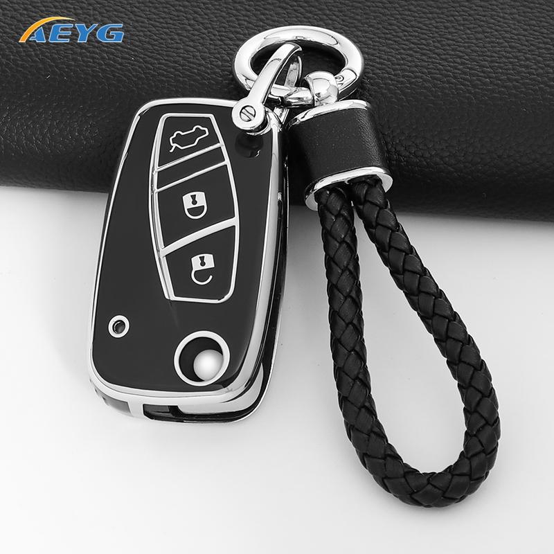 TPU Car Remote Key Case Cover For For Fiat 500 Panda Stilo Punto Doblo Grande Bravo 500 Ducato Minibus Key Chain Accessories