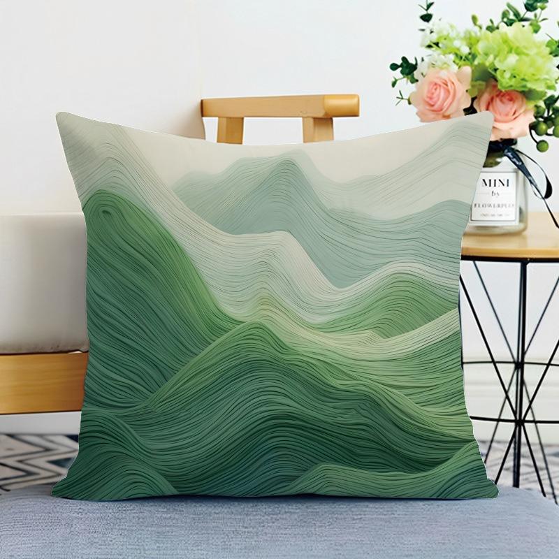 Dekorativer Kissenbezug mit Landschaftsdruck im chinesischen Stil Schlafzimmer Wohnzimmer Quadratischer Kissenbezug