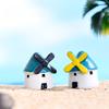 Cute Carton Black Windmill Resin Castle Decorative Miniature For Terrariums And Plants