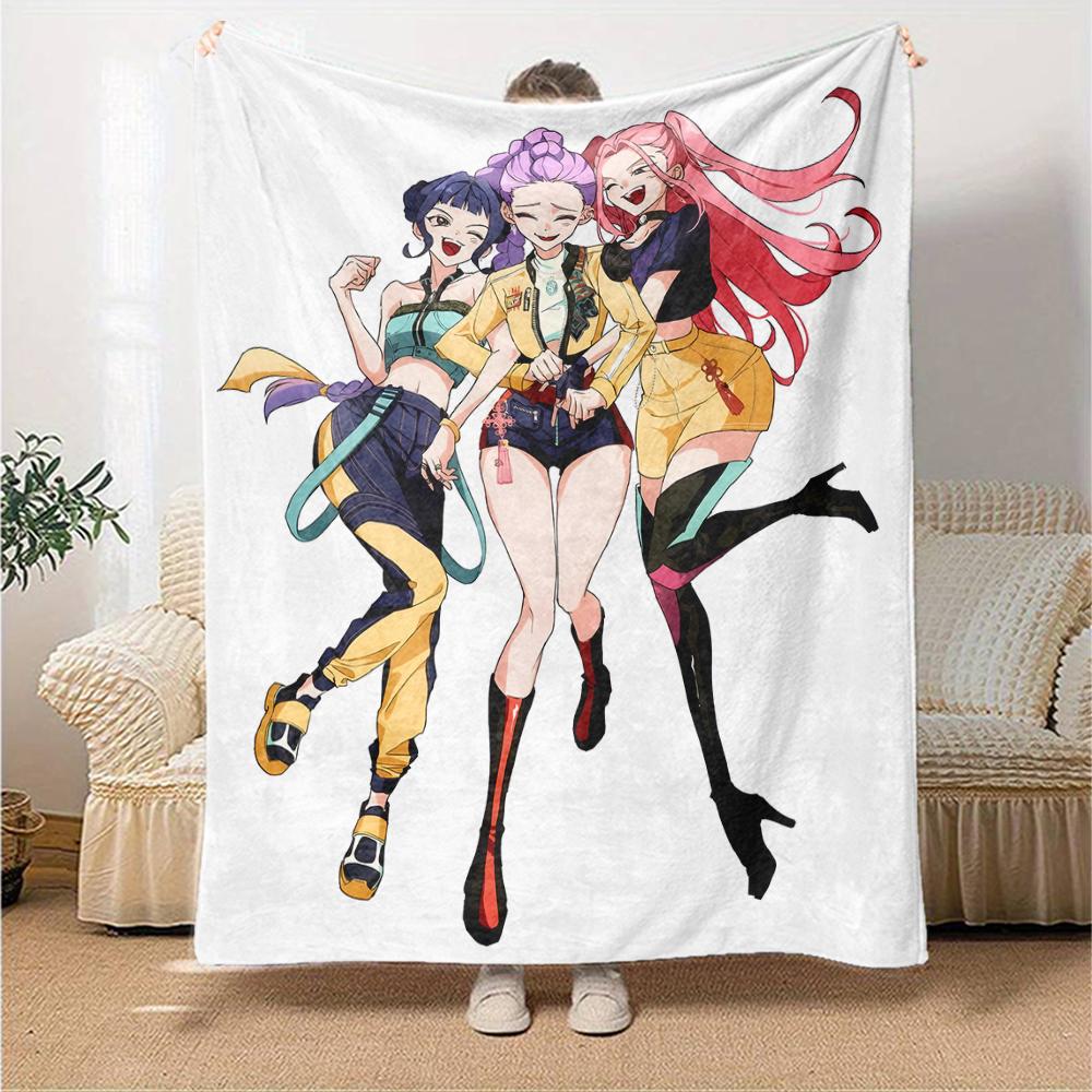 1pc KPop Demon Hunters11 Blanket, Gift, for Men and Women, Soft Blanket, Good for Sofa Bed Couch Travel, Lightweight Flannel Blanket