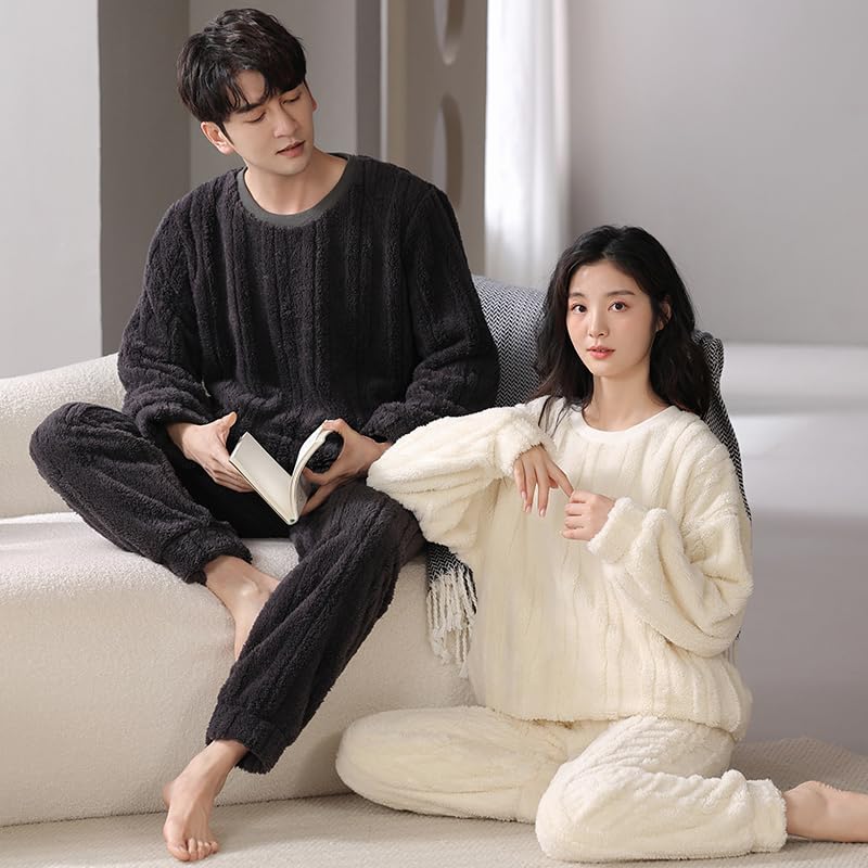 Luddig Långärmad Loungewear för Män och Matchande Par Topp och Byxor Rund Varm och Perfekt som en Julklapp för Höst och Vinter D.IIZOO