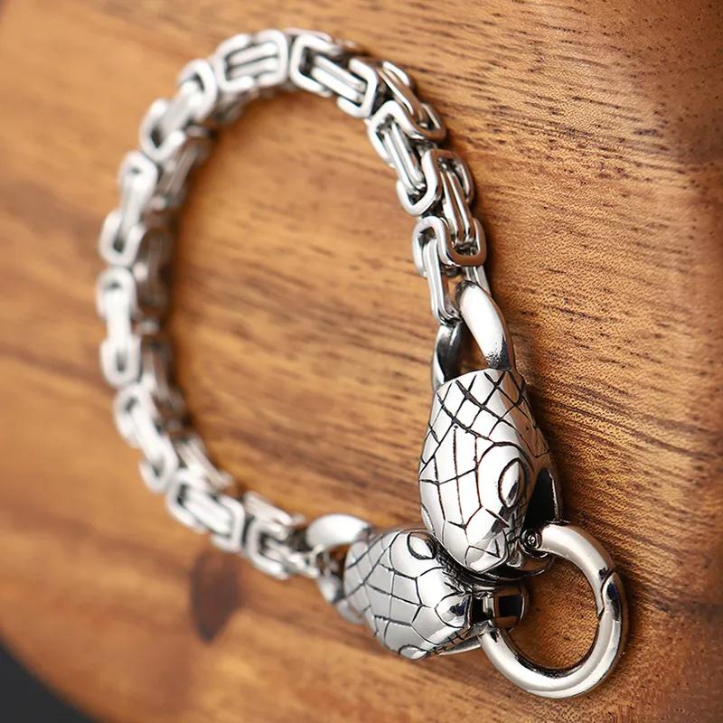 Domineering Men's Snake Head Wrist Bracelet Square Emperor Chain Zodiac Bracelet