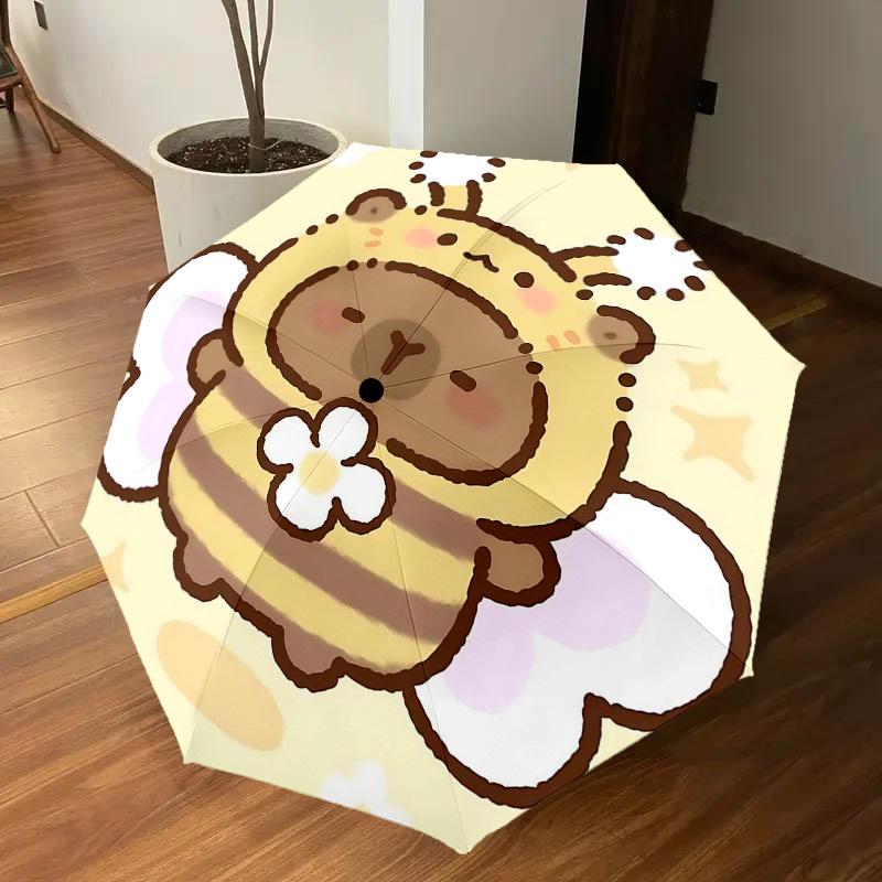 1PC Bee Flower Umbrella-8-Rib Reinforced, Automatic Open, Lightweight & Durable, Cute Fashion Accessory for Outdoor-Y0342