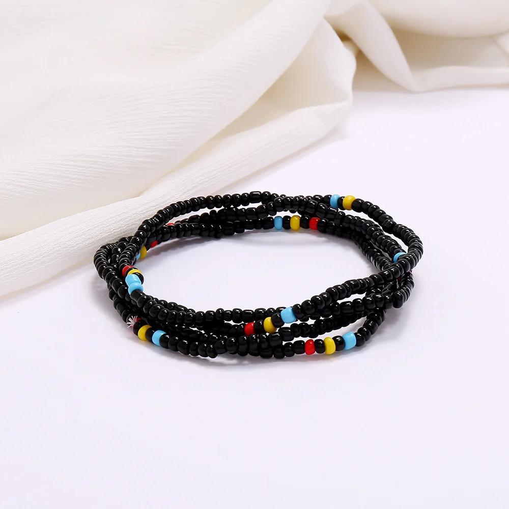 

1Pc Fashion Bohemian Colorful Beads Decor Waist Chain for Women Girl Creative Elasticity Belly Chain Bikini Chain Party Jewelry 80cm чёрный