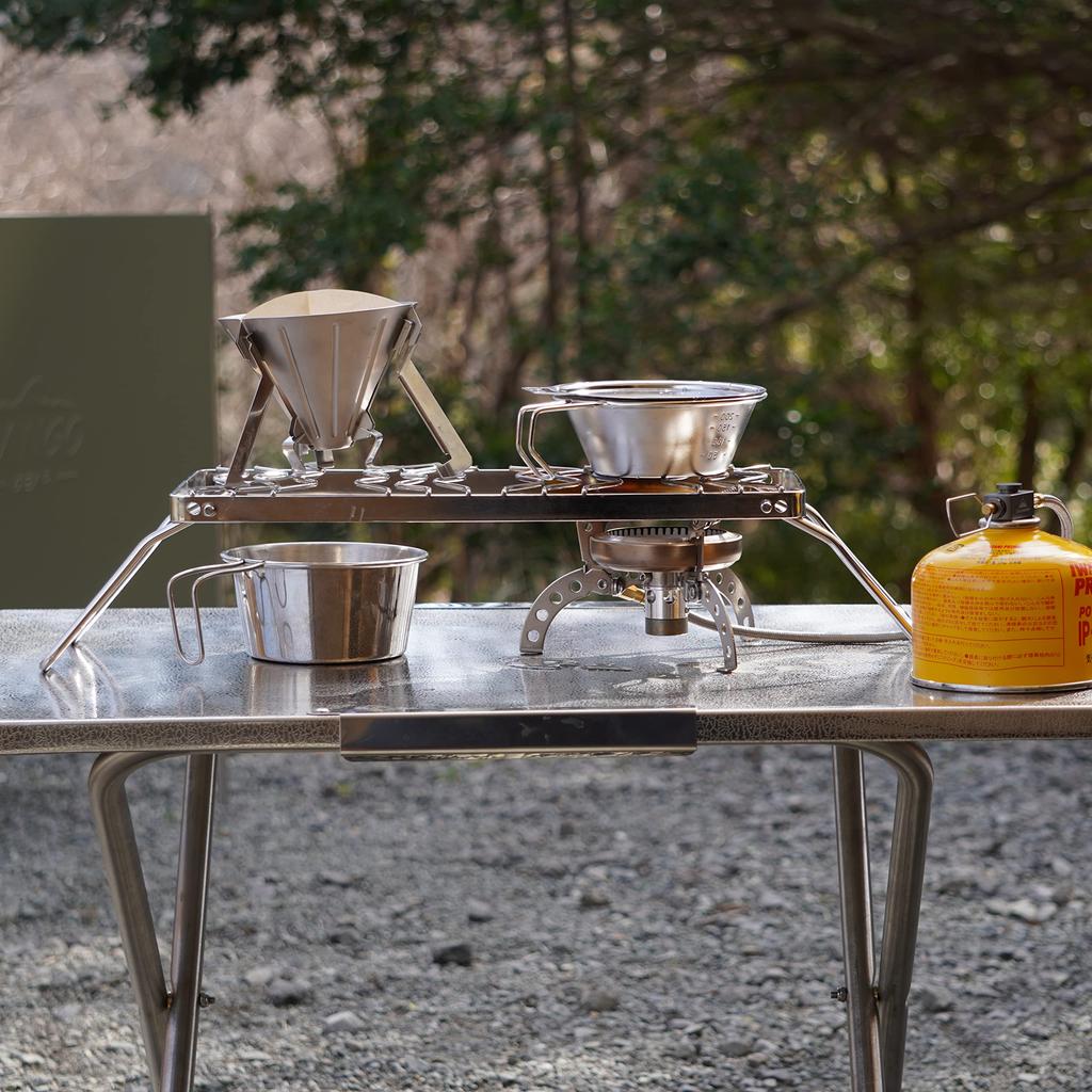 CAMPING MOON Kochplattenständer Mini, 2-stufig höhenverstellbar, Kocherständer mit Aufbewahrungstasche, 350mm, MS-1111