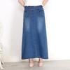 Elastische hoge taille jeansrok voor vrouwen, patchwork A-lijn denim lange rok met zak, casual mode, katoen, zacht, comfortabel, werkjeansrok
