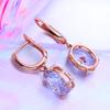 LSOOYH Clip Earrings Fashion Rose Gold Color Cubic Zirconia Earring For Women Geometry Hollow Drop Hoop Earrings Jewelry
