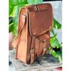 Genuine Goat Leather Vintage Laptop Messenger Bag Cross-body Handmade Men's