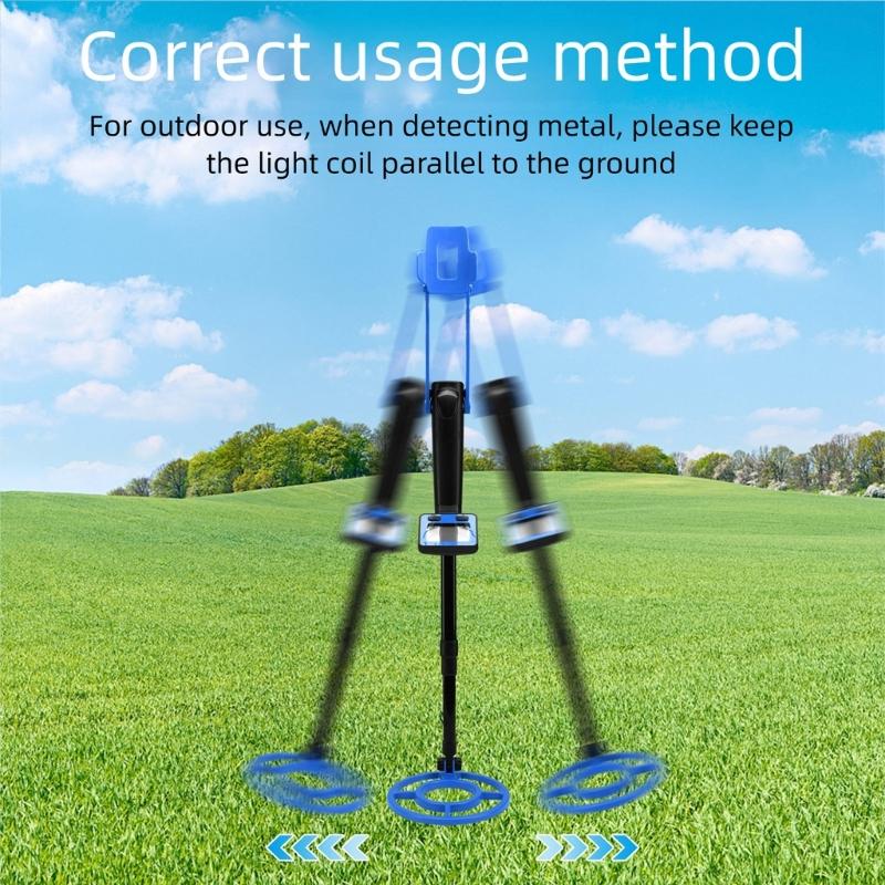 Kids Metal Detector Lightweight 1.2lbs Adjustable 60cm To 79cm Rod Secure Battery Cover Detects Gold Silver Coin Jewelry 10cm Underground Depth