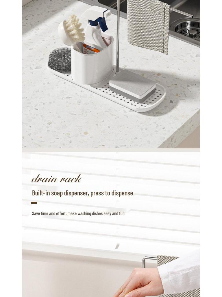 Japanese Dual-Use Kitchen Rack: Manual Soap & Hand Sanitizer Dispenser