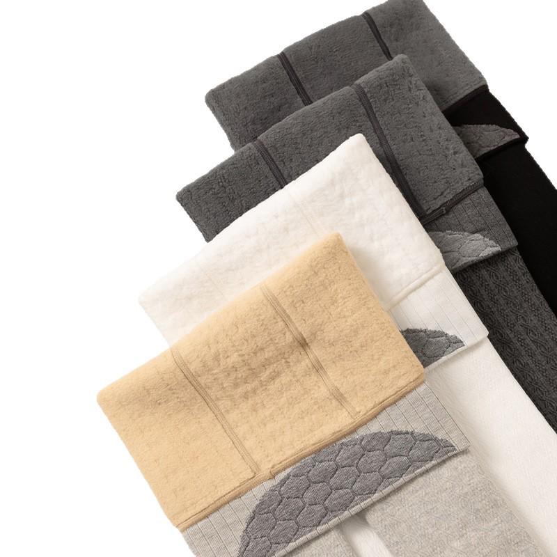 Girls' Autumn/Winter Thickened Velvet-Lined Cable Knit Leggings with Waist Protection