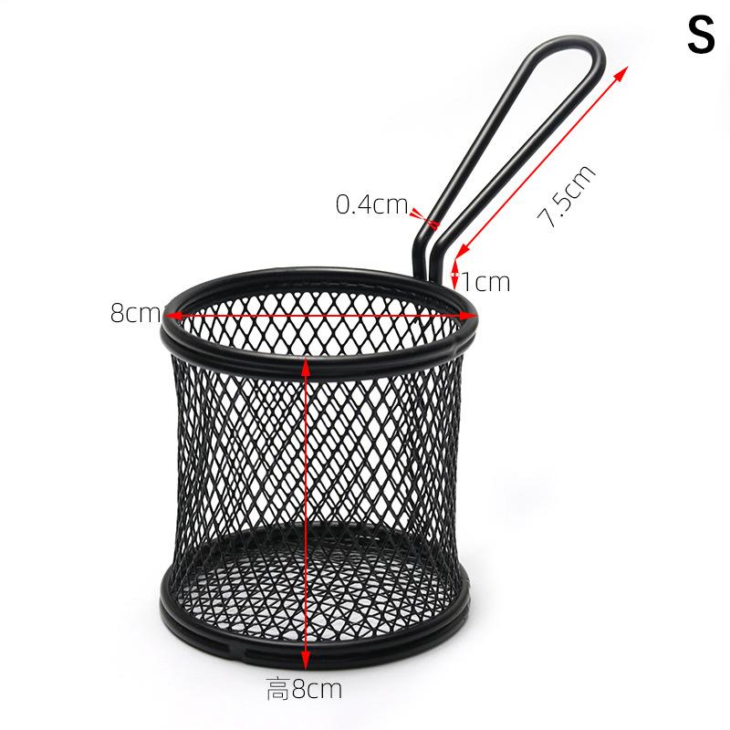 

1 шт. Фритюрница из углеродистой стали, Многофункциональная мини-корзина для жарки картофеля фри, Креативная круглая корзина для жарки с отделением для масла Small чёрный