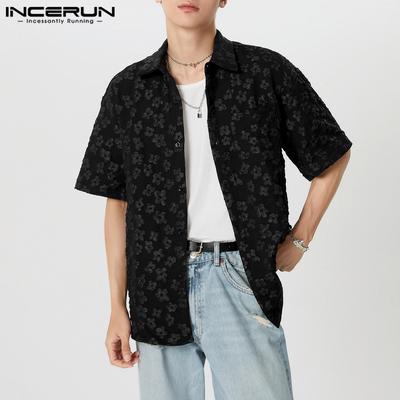Summe Men T-shirts Floral Crochet Short Sleeves Casual Tops