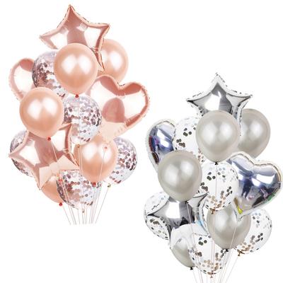 14Pcs Multi Confetti Balloon Happy Birthday Party Balloons Rose Gold Helium Ballons Boy Girl Baby Shower Party Supplies