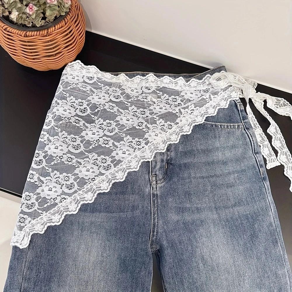 Versatile Fashion Layering Soft Lace Midi Skirt Fart Curtain Skirt Lace Fart Curtain Photography Headband Hair Accessories