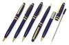 Black grained cowhide business card holder with Midnight rotating ballpoint pen set (blue) MEIB-SA2002BP-L