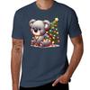 Cute Christmas Koala Tangled Up In Christmas Tree Lights TShirt Casual Fashion Short Sleeve Cotton TShirt