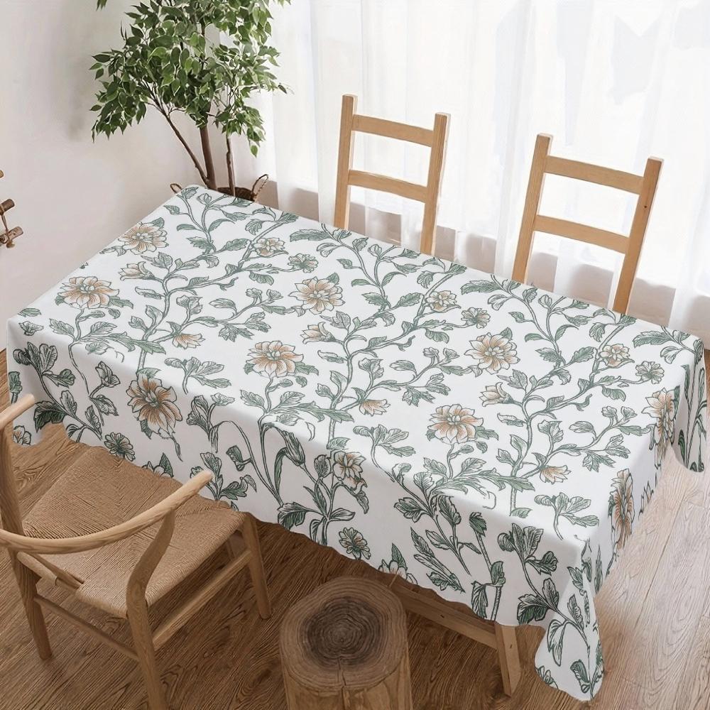 Floral Pattern Rectangle Tablecloth for Table Decor Kitchen Dining Waterproof Reusable Tablecloths for Table Holiday Party